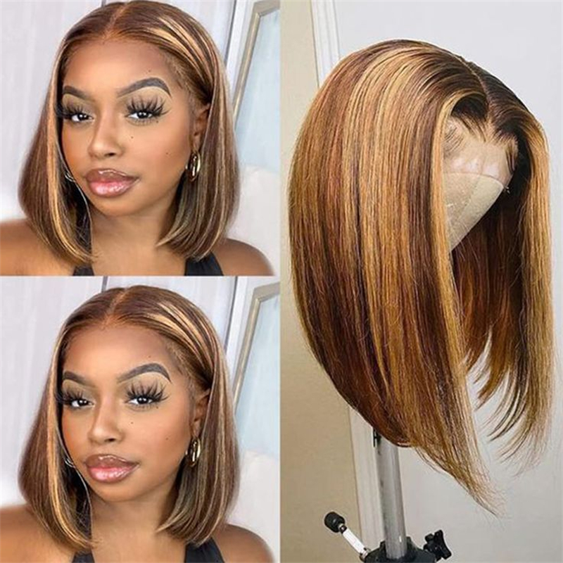 13x4 Straight Hair Colored BOB Lace Front Wig - 图片 2